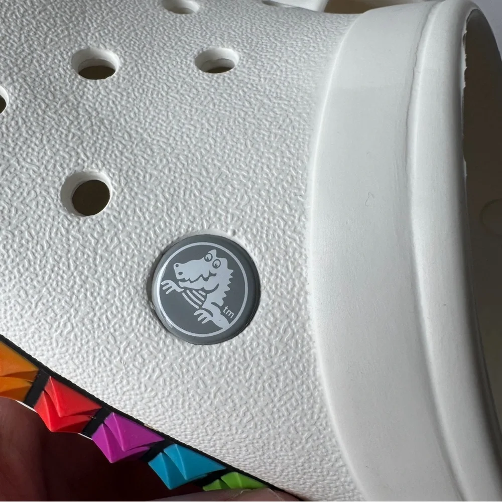 CROCS Rainbow 3D Clogs with Multicolor Pyramid Stud Spikes Women’s 7 Men’s 5 - Picture 9 of 10